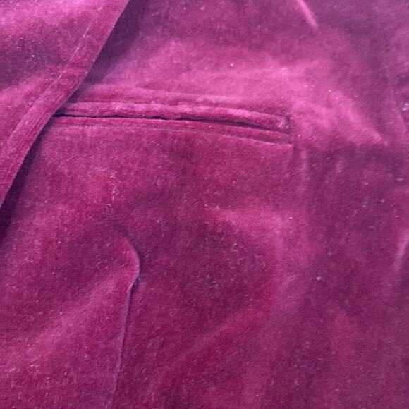 Vintage Partners By Mervyn’s Burgundy Velour Blazer Botton Closure Sz 12 Cotton - Picture 7 of 11